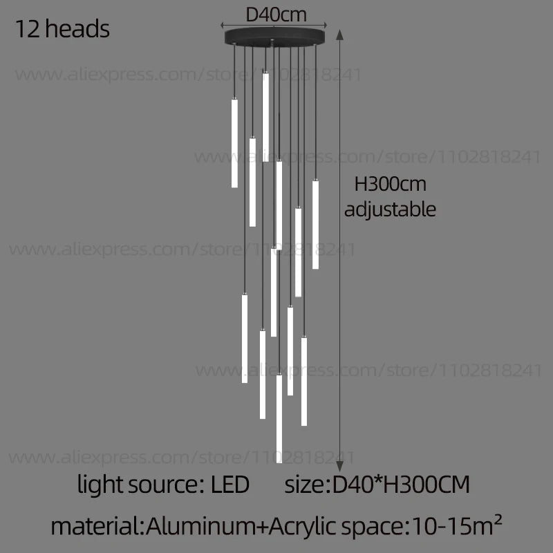 Strip chandelier on a self contained cord pendant, 90 to 260V