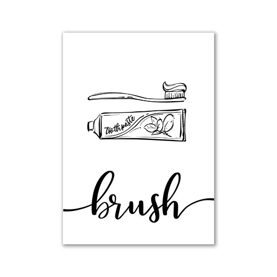 Minimalist Black White Stick Figure Laundry Canvas Art