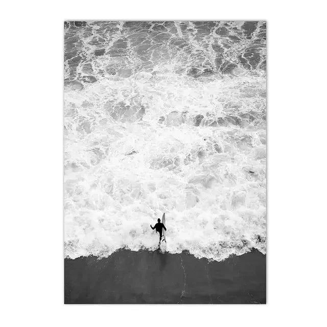 Beach Camper Van Surf Ocean Landscape Canvas Wall Art