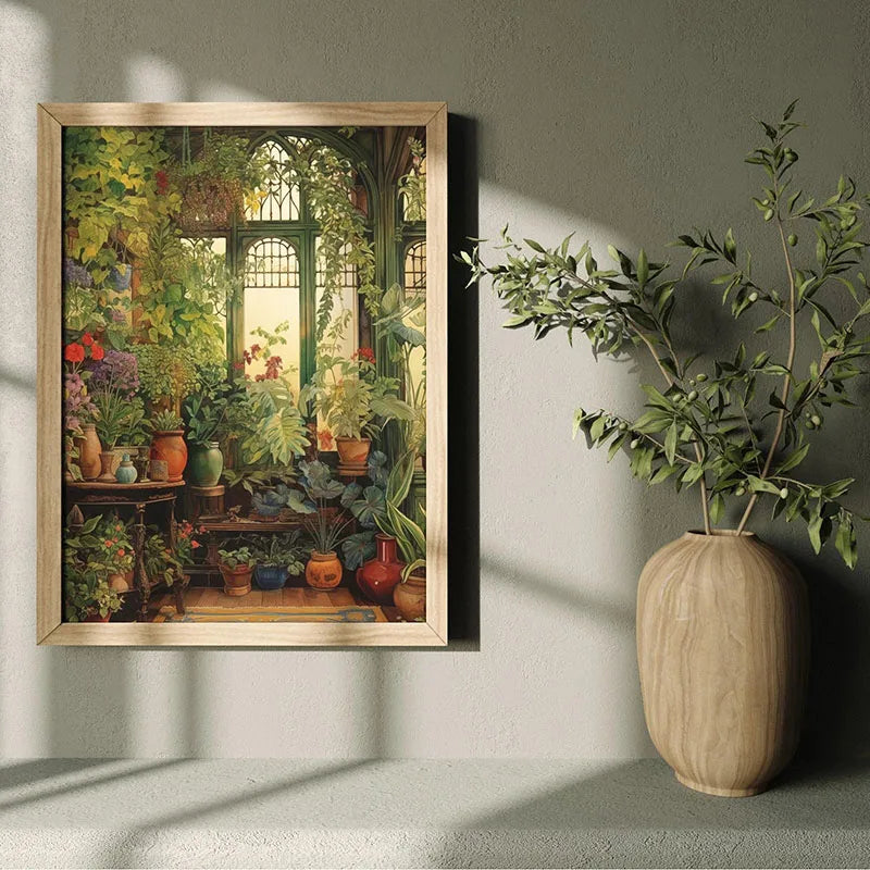 Green Botanical Houseplant Canvas Wall Art