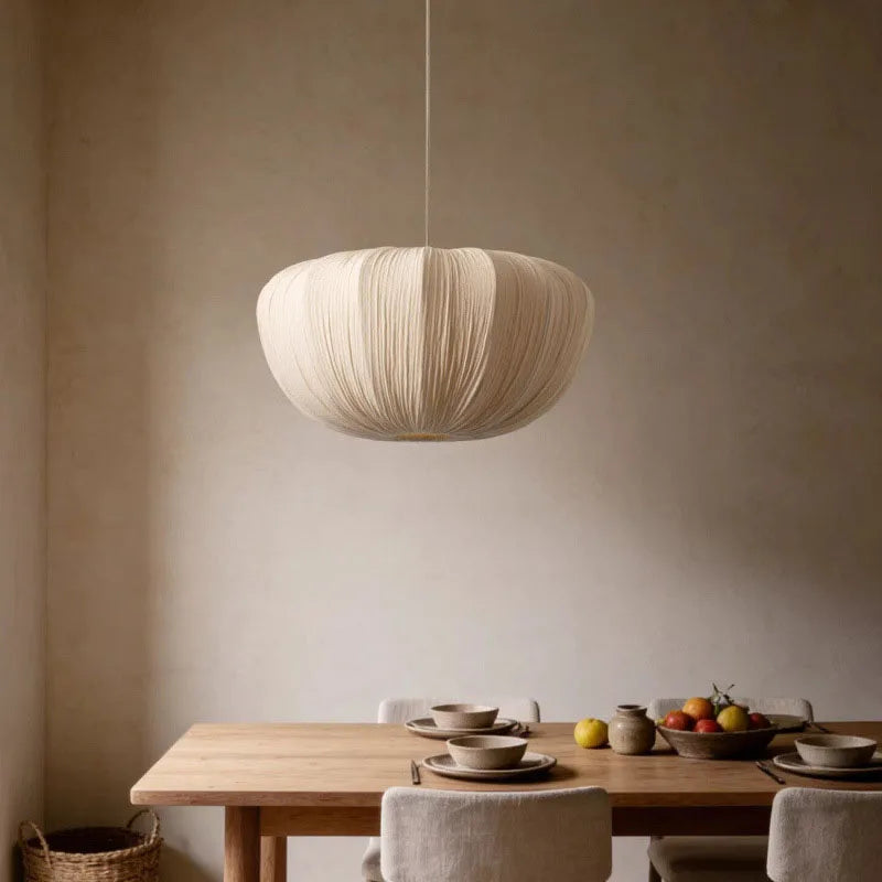 Fabric shade chandelier at 40 centimetres diameter with cord suspension