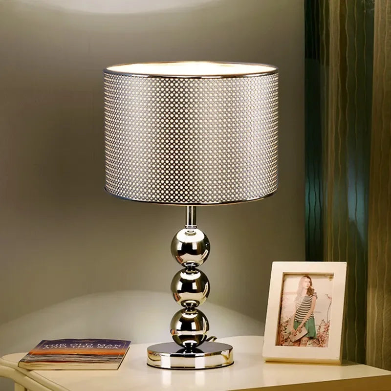 Large 28x50cm silver touch-dimming lamp in modern living room