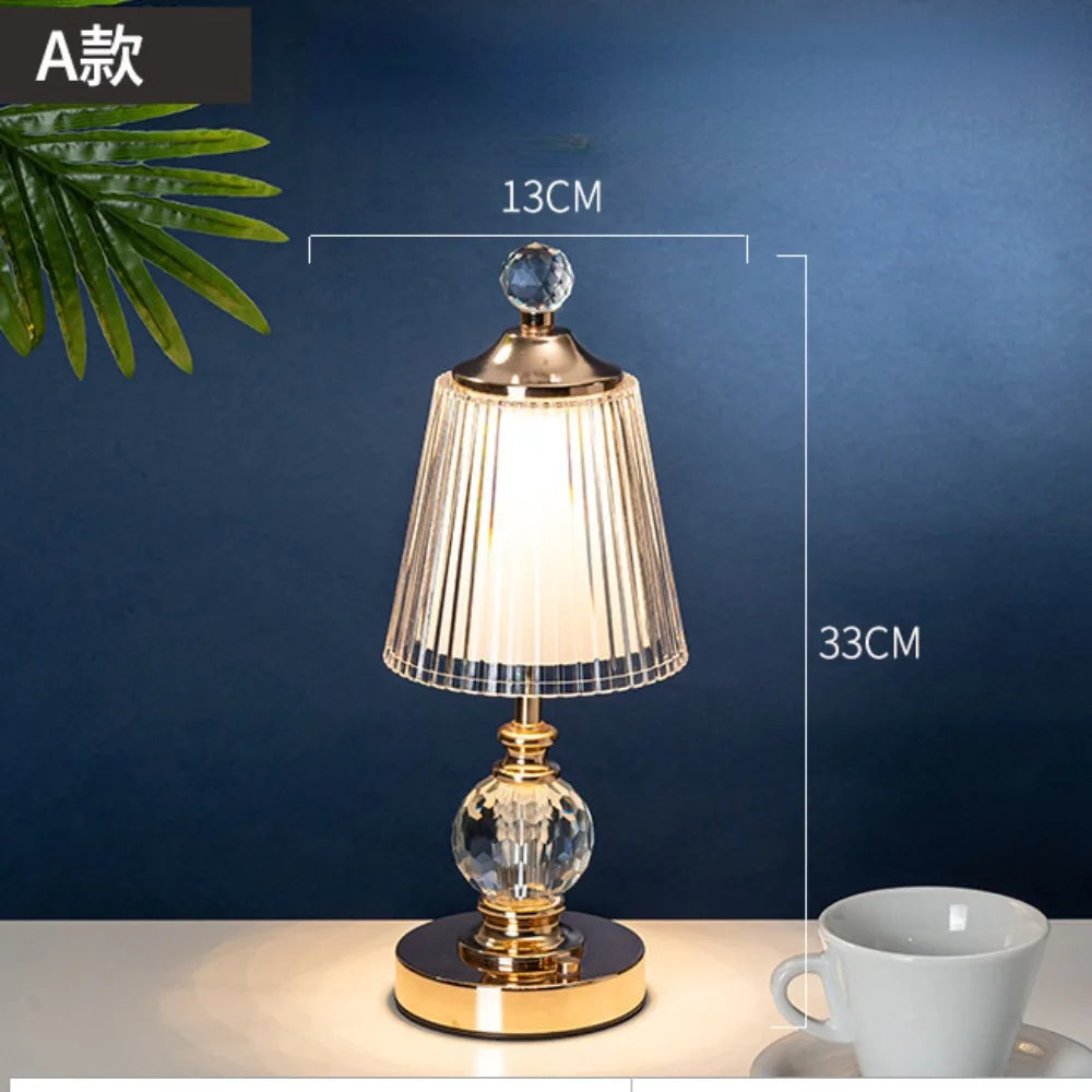 Crystal diamond rechargeable lamp switched on retro bar glow