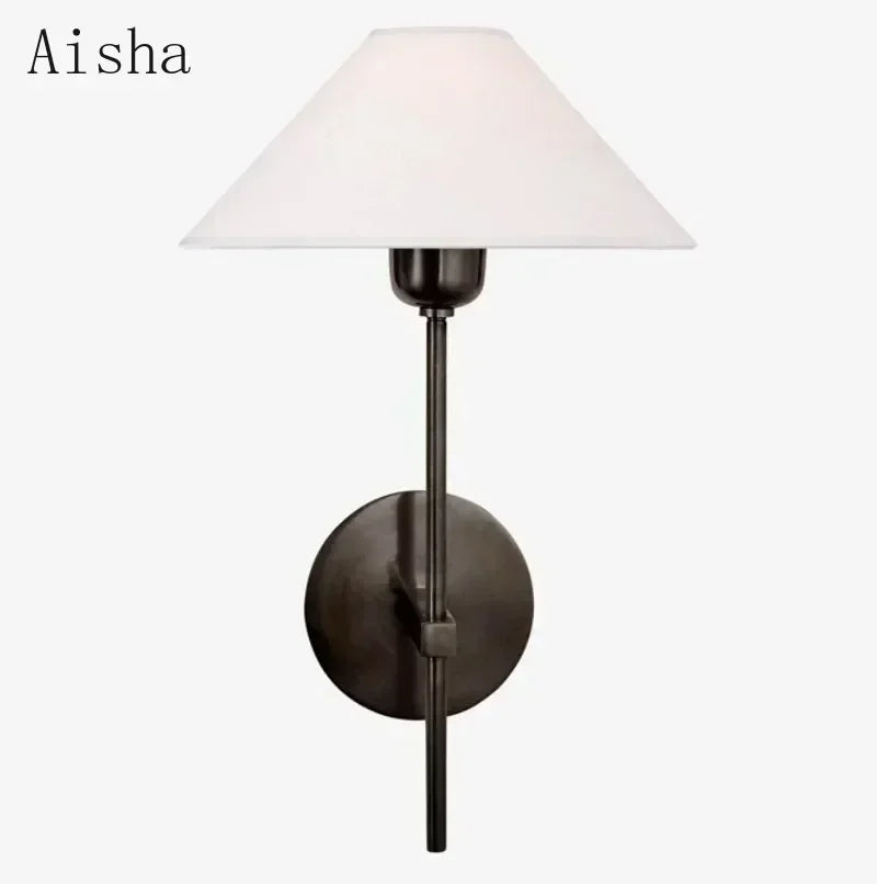 fabric shade wall sconce, installed in a room interior setting