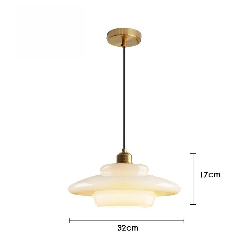 Opal glass chandelier with E27 socket and bulb included