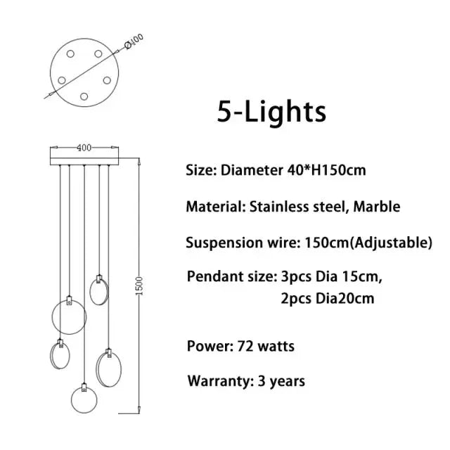 Marble Multi Rod Pendant Light