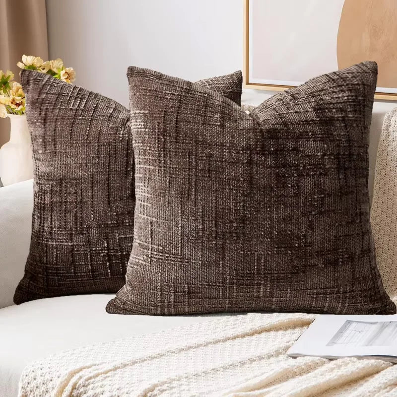 Bamboo Texture Chenille Pillow Cover — styling detail