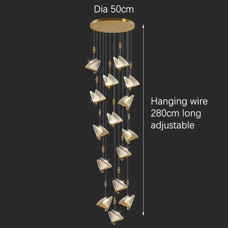 Nineteen head butterfly chandelier on a 23.6 in (60 cm) chassis