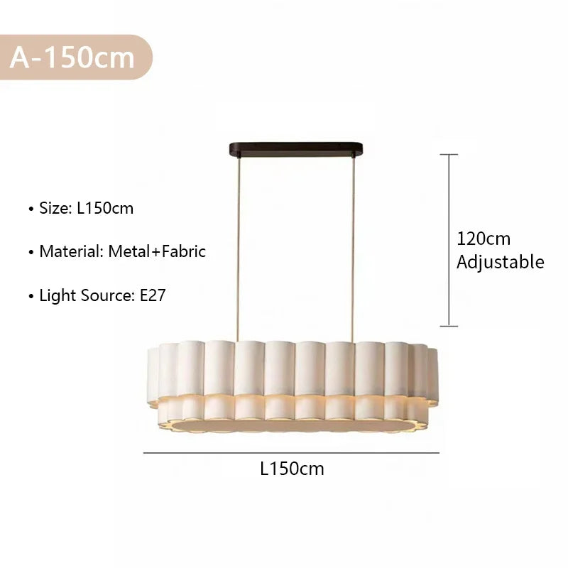 Nordic fabric chandelier at 25.6 in width with cold 6000K light