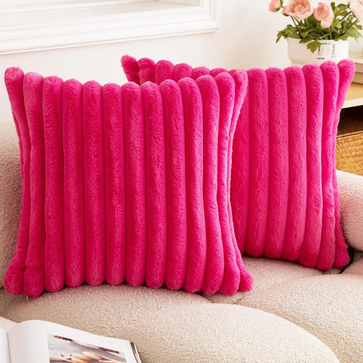 Woven Stripe Throw Pillow Cover — styling detail