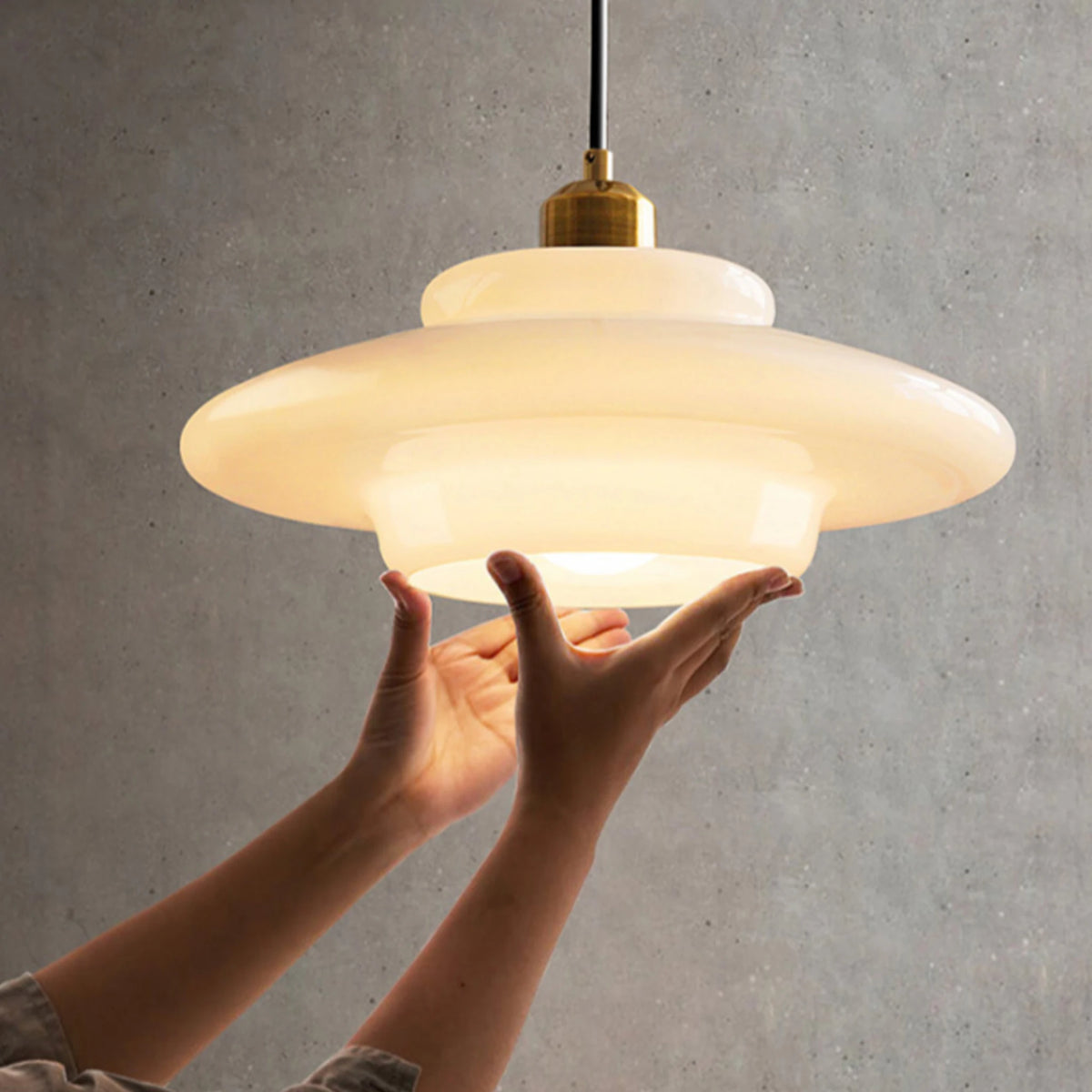 Milk Glass Brass Pendant Light