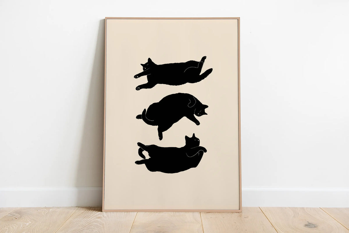 Sleepy Kitten Minimalist Canvas Wall Art Print