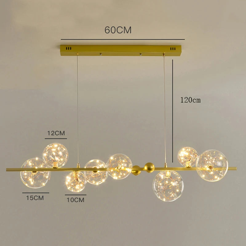 Glass and acrylic shade chandelier in arrangement C, black ironware