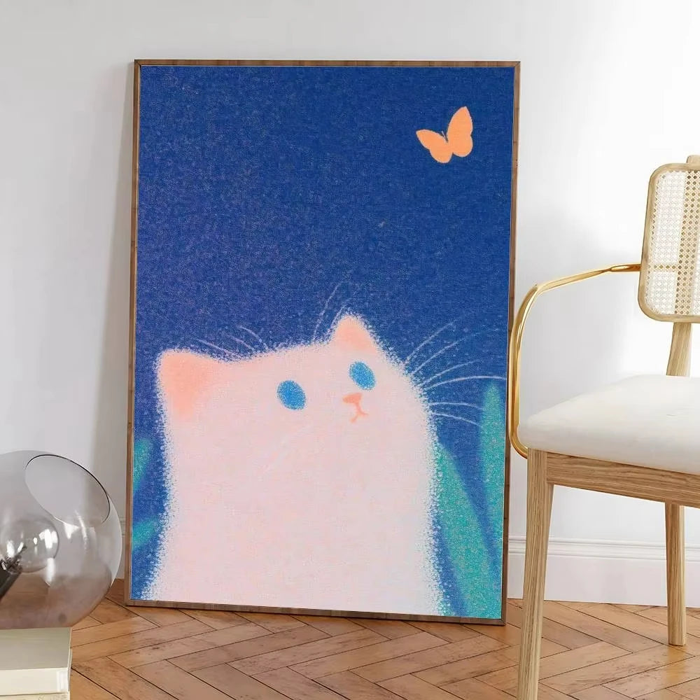 Colorful Cat Interior Canvas Wall Art
