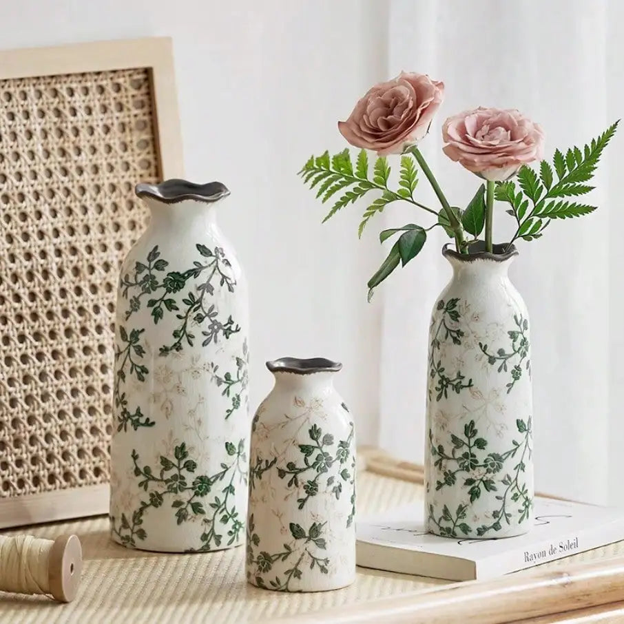 Crackle ceramic flower vase in multiple sizes for table décor