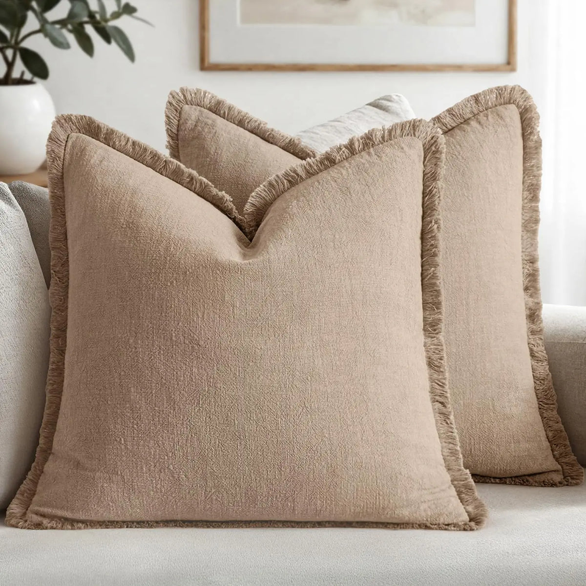 Linen Tassel Lumbar Pillow Cover — styling detail