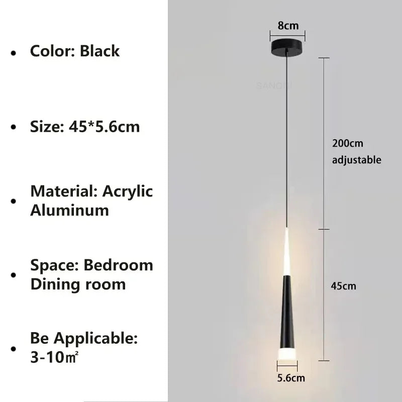 Long Wire LED Bedside Pendant