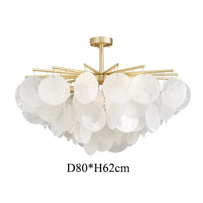 Translucent glass chandelier with push button switch, non dimmable