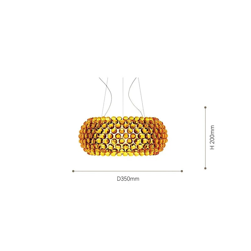 Beaded ceiling chandelier design J at 13.8 in (35 cm) across