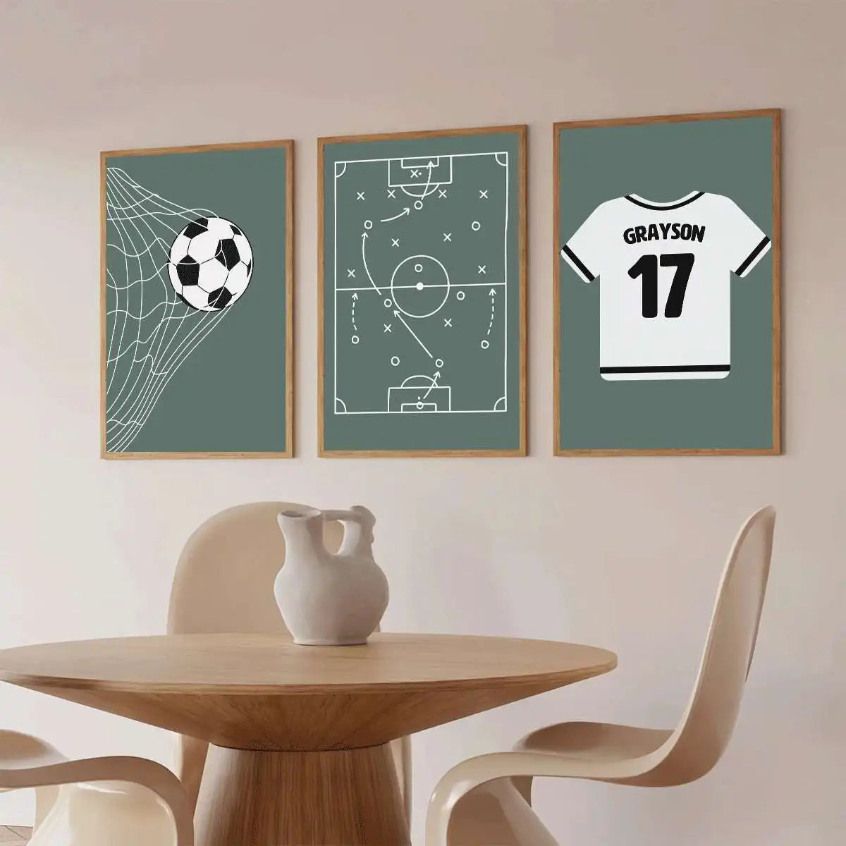 Custom Name Soccer 3-Piece Canvas Wall Art Set