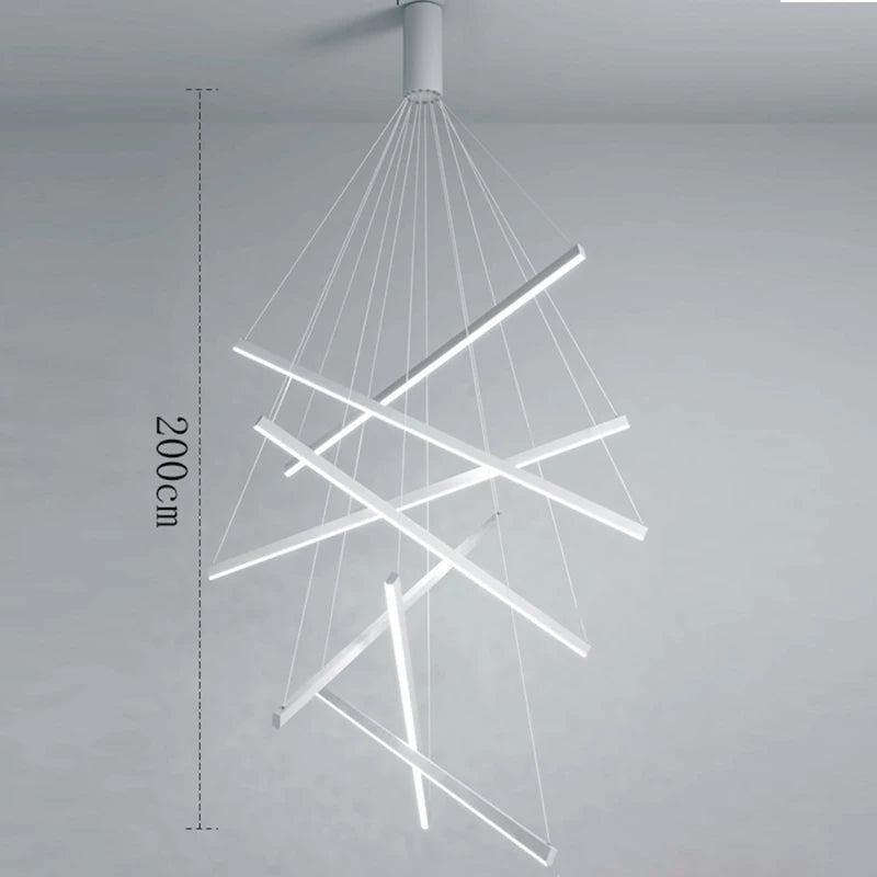 Nine head white cascade chandelier for a double-height entry hall or stairwell