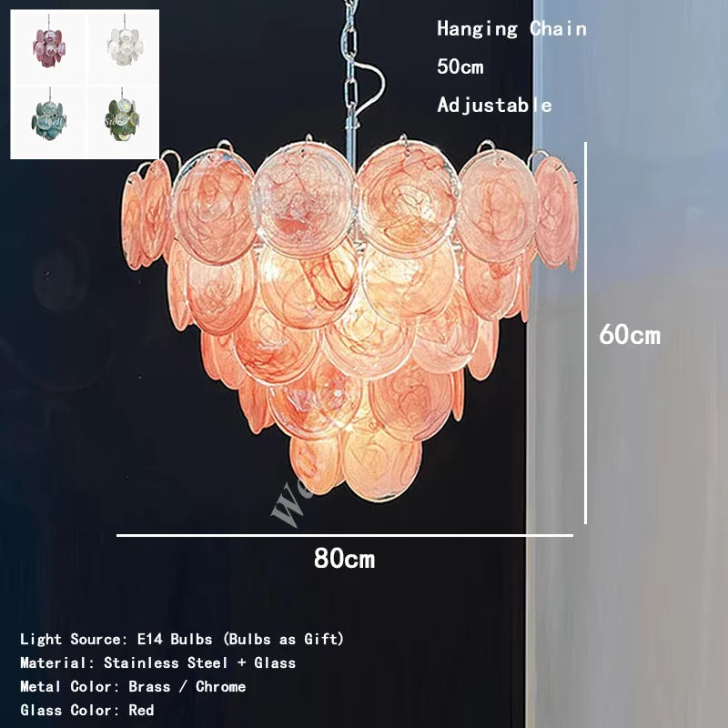 Murano glass chandelier measuring 25.6 in (65 cm) across
