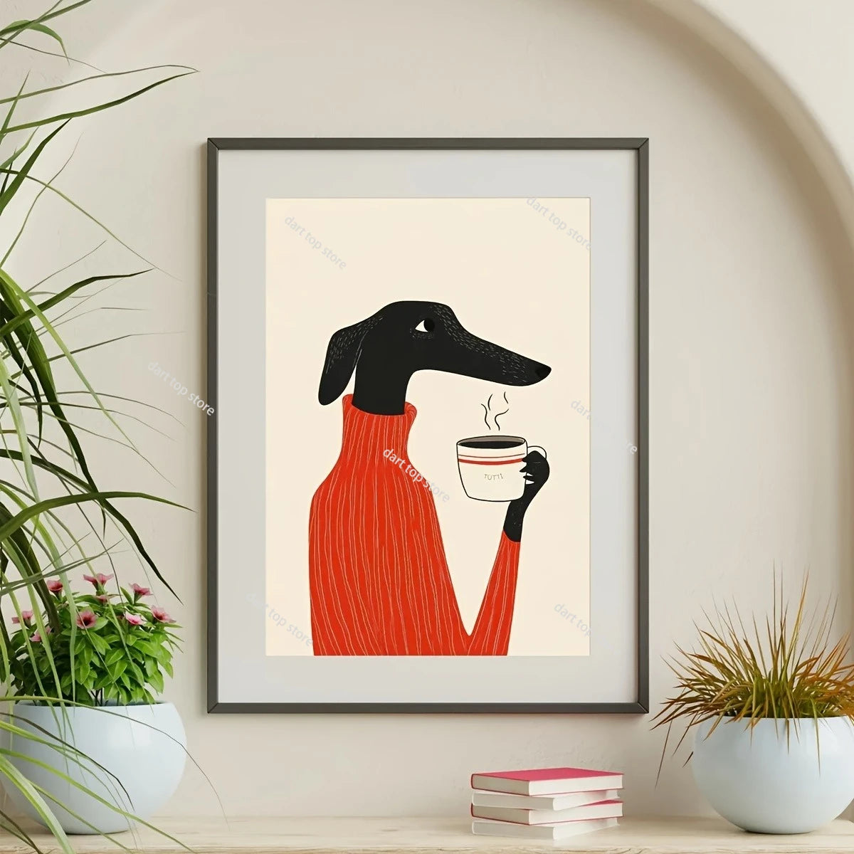 Coffee Lover Cartoon Animal Canvas Wall Art