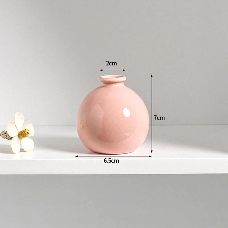 Nordic mini ceramic vase collection arranged in living room