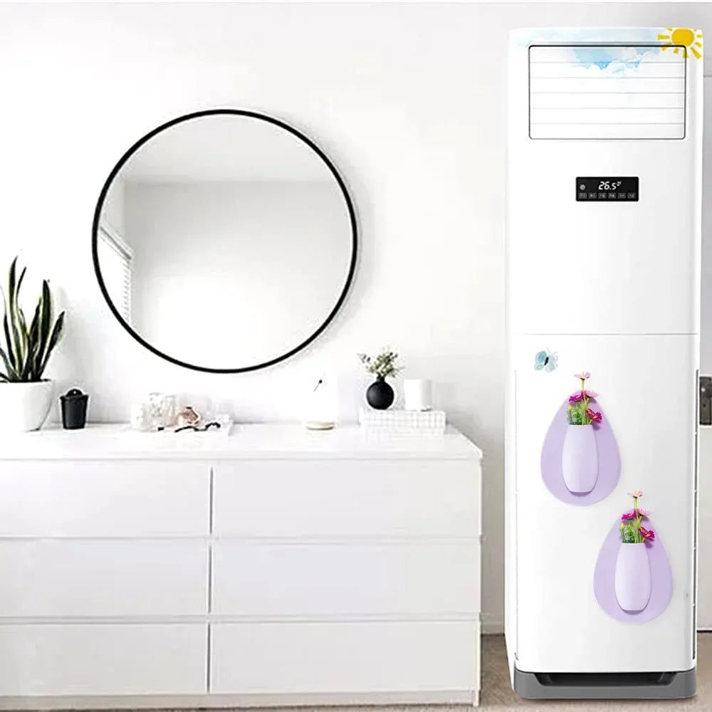 Silicone adhesive vase collection five colors on smooth wall