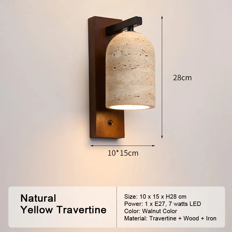 LED Travertine Stone Wall Sconce