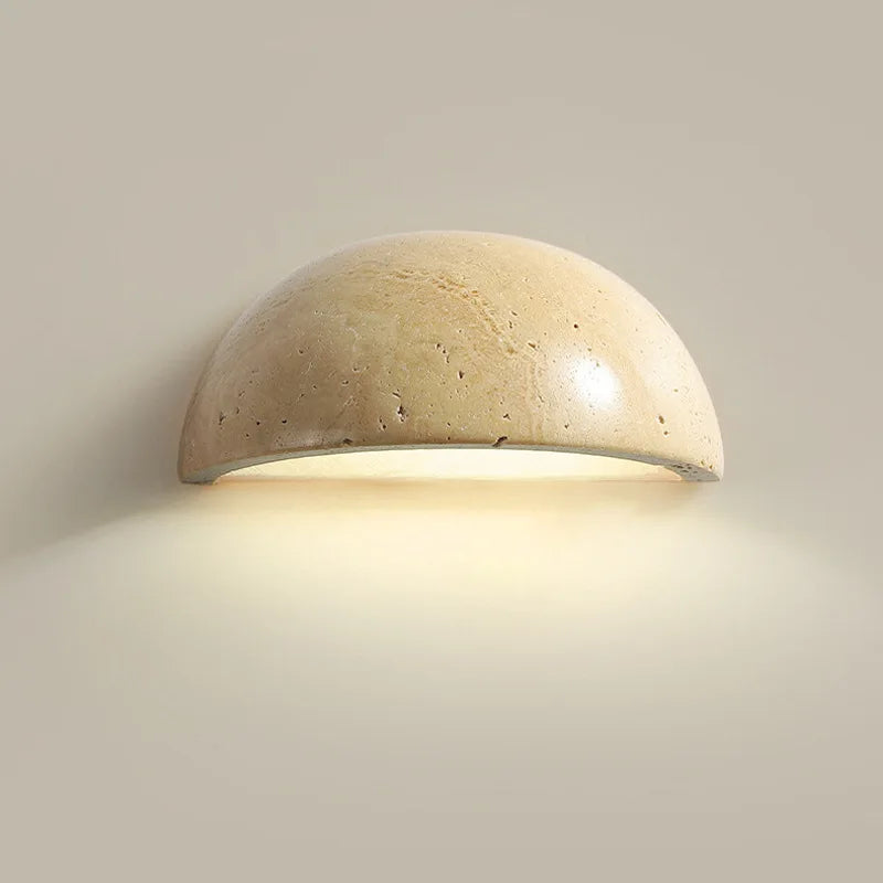 stone wall sconce, side profile showing mounting depth