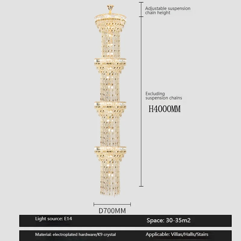 Crystal chandelier, 60 cm diameter with a 400 cm drop, in four layers