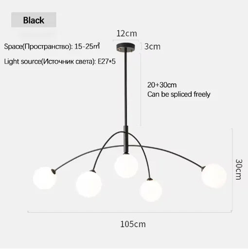 Black arched chandelier at 39.4 in wide in three-color switchable light