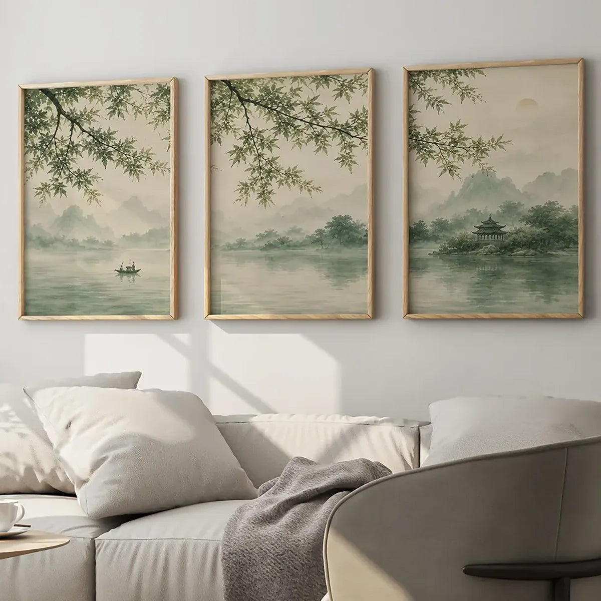 Japanese Landscape Triptych Asian Nature 3-Piece Canvas