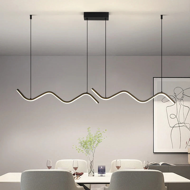 Black aluminium bar chandelier with a high transmission silicone diffuser
