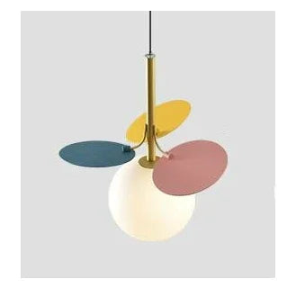 Six head glass chandelier in mixed colours, non-dimmable G9 LED light