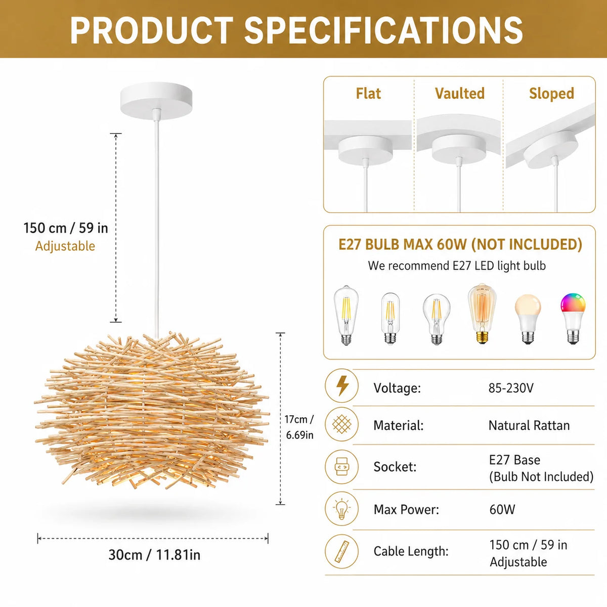 Rattan Bird Nest Pendant Light