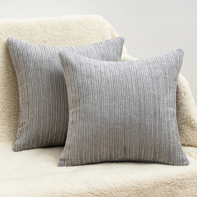 Striped Chenille Throw Pillow Cover