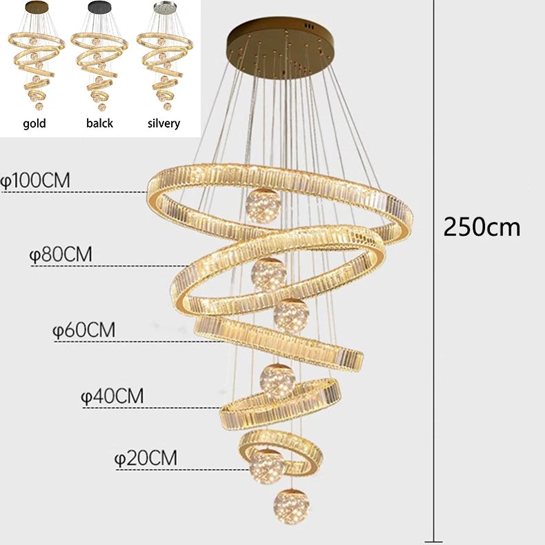 Four ring crystal chandelier, 31.5 in widest ring, 78.7 in drop