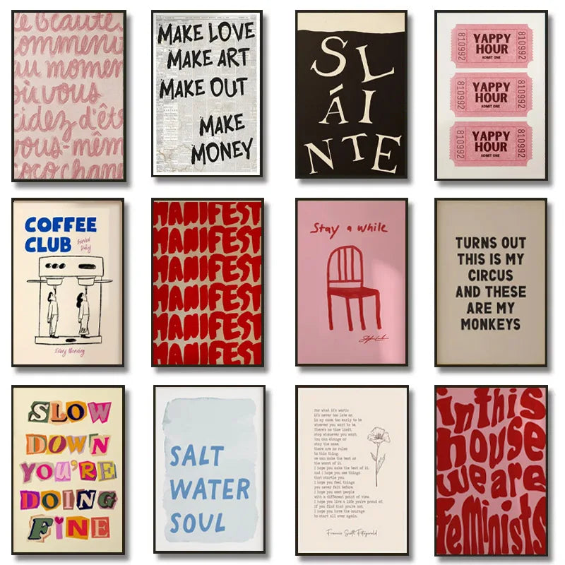 Modern Trendy Typography Text Canvas Wall Art Print