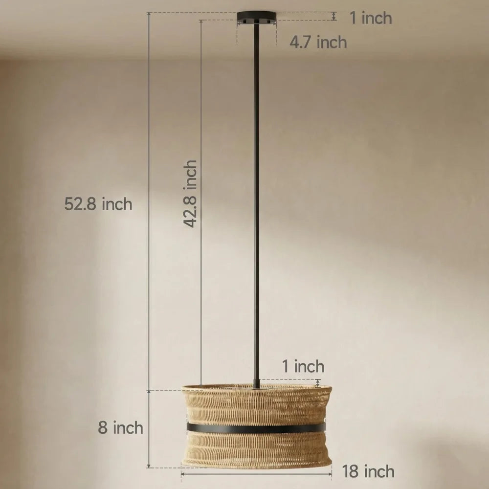 Boho Rattan 4 Light Chandelier