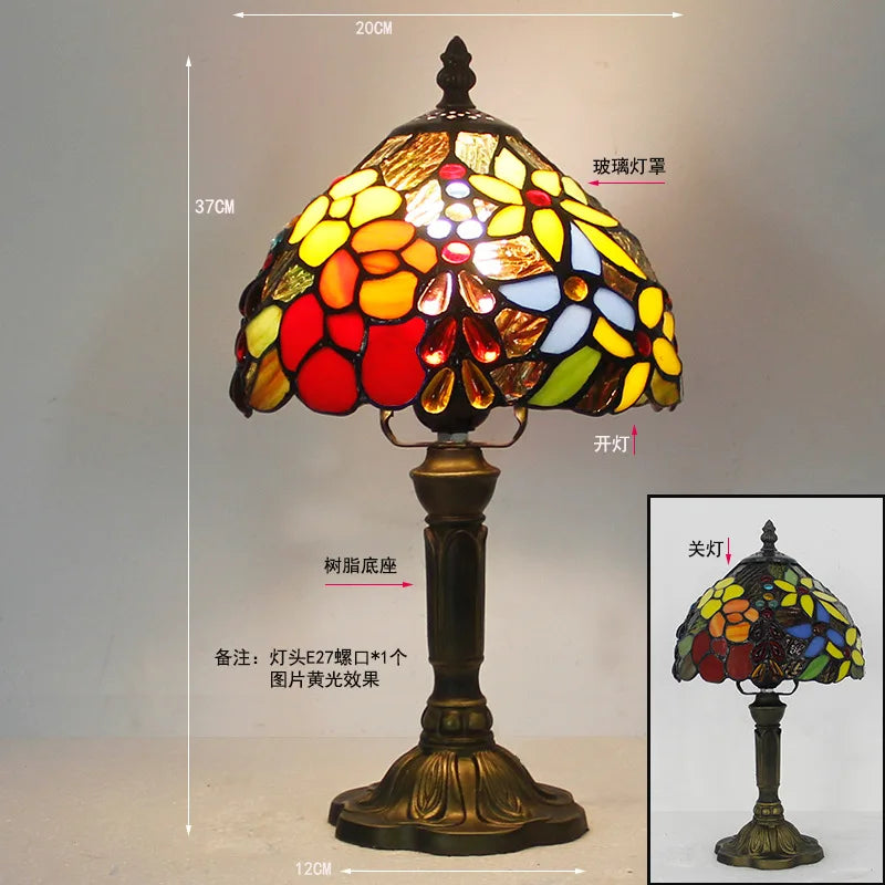 Tiffany stained glass lamp metal base and E27 socket close-up