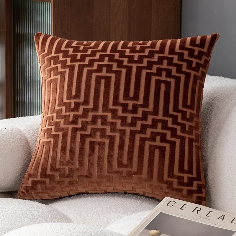 Geometric Velvet Throw Pillow Cover — styling detail