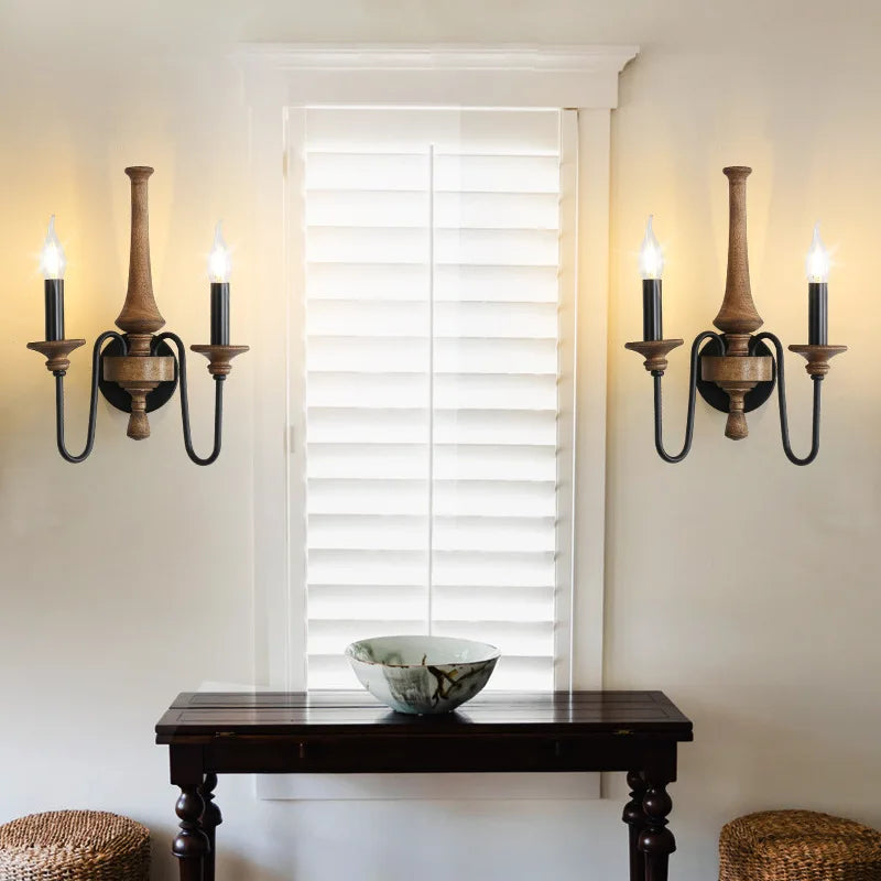 wood wall sconce, side profile showing mounting depth