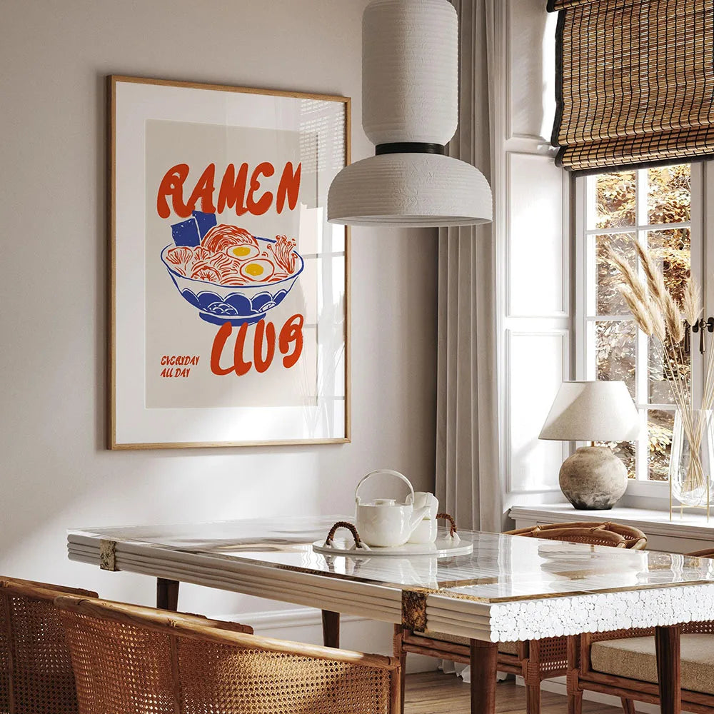 Japanese Ramen Cat Anime Canvas Wall Art