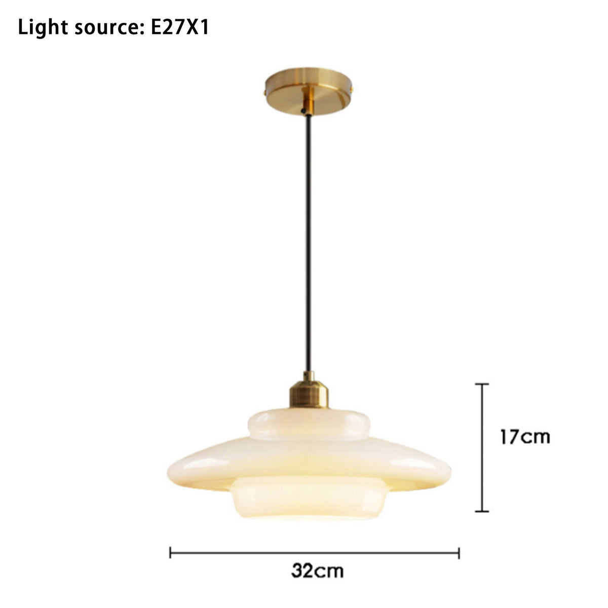 Milk Glass Brass Pendant Light