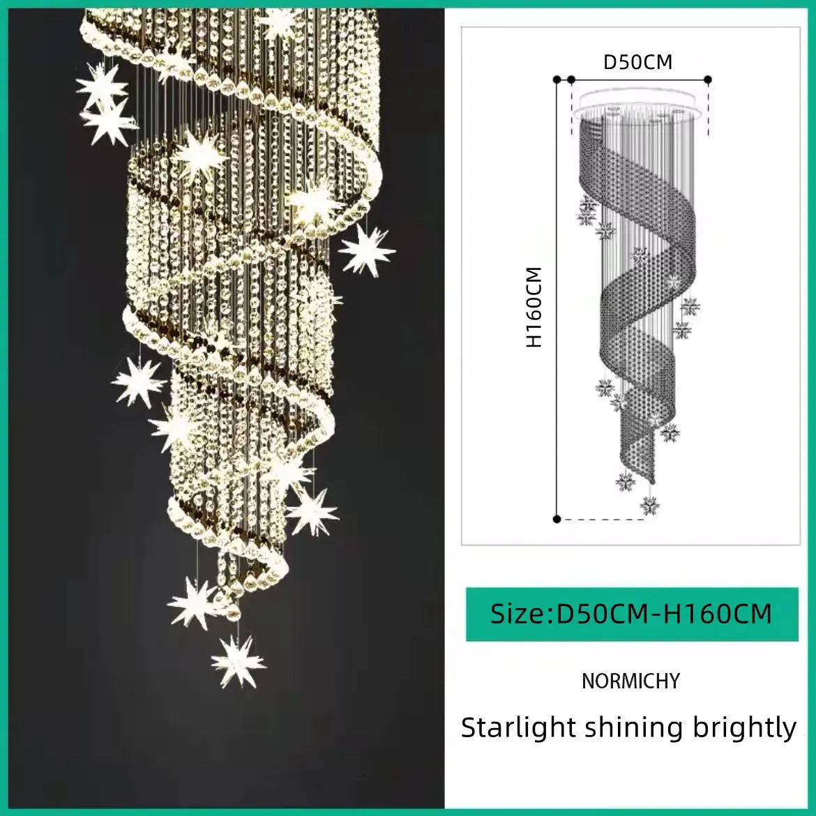 Crystal chandelier, 31.5 in across and 118.1 in long, for a loft