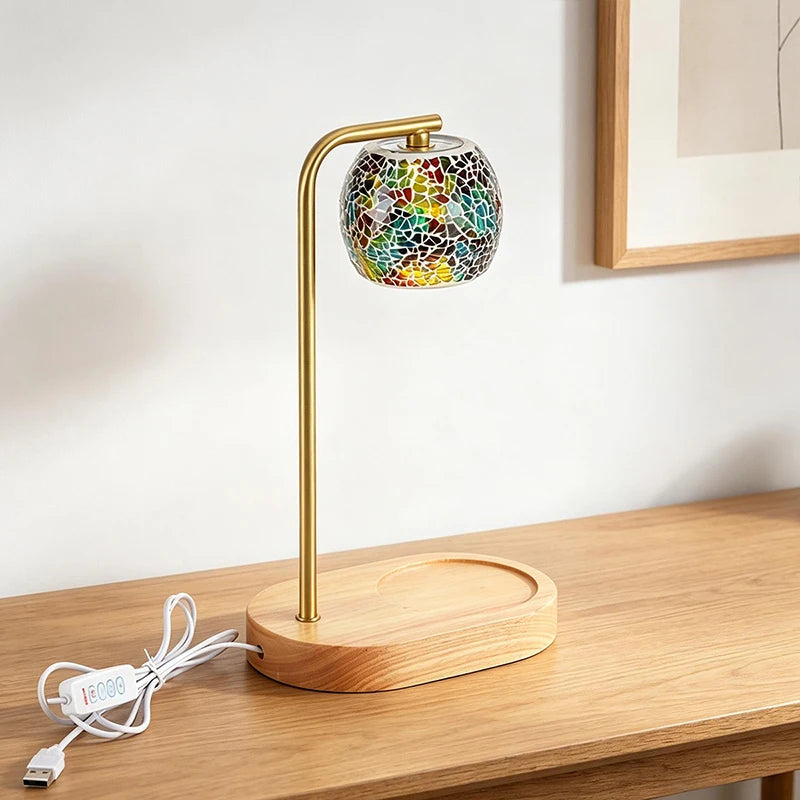 Glass Table Lamp USB Powered Three-color Lights Desk Lamp Dimmable Brightness Night Light Bedside Lamp for Bedroom Home