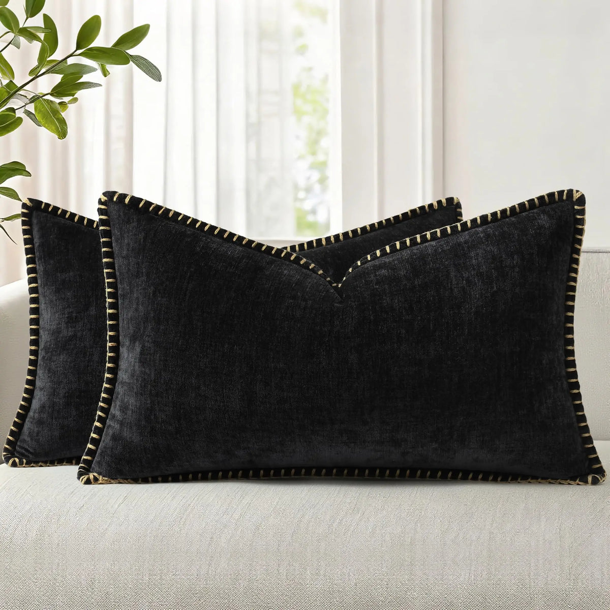 Soft Chenille Lumbar Pillow Cover — styling detail