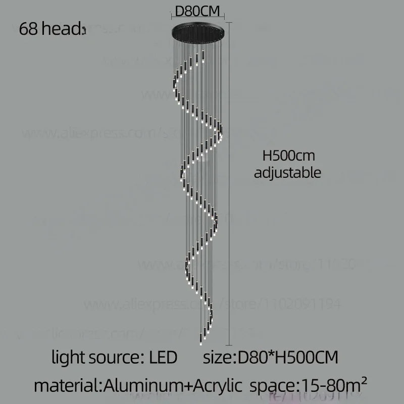 Twenty four head rod chandelier in black and gold, 19.7 by 157.5 inches
